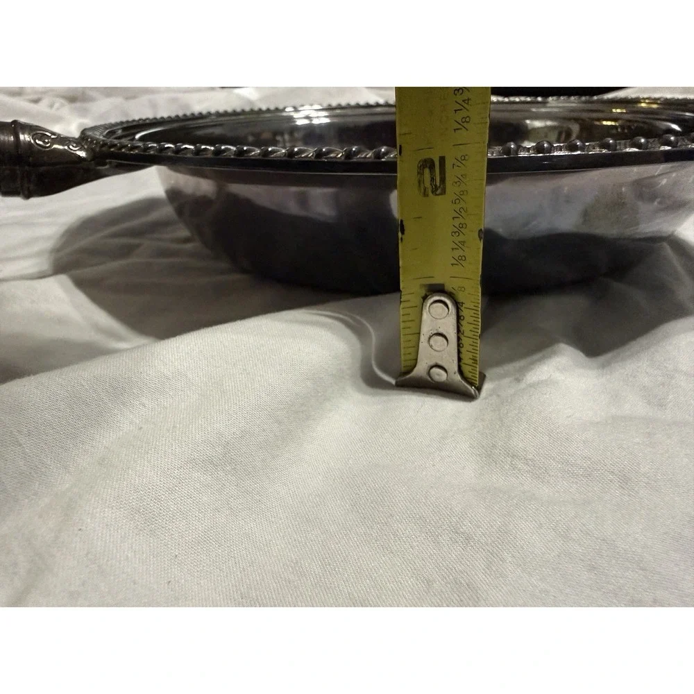 Vintage Gorham Silverplate Serving Dish Wood Handle‎ Insert Bowl